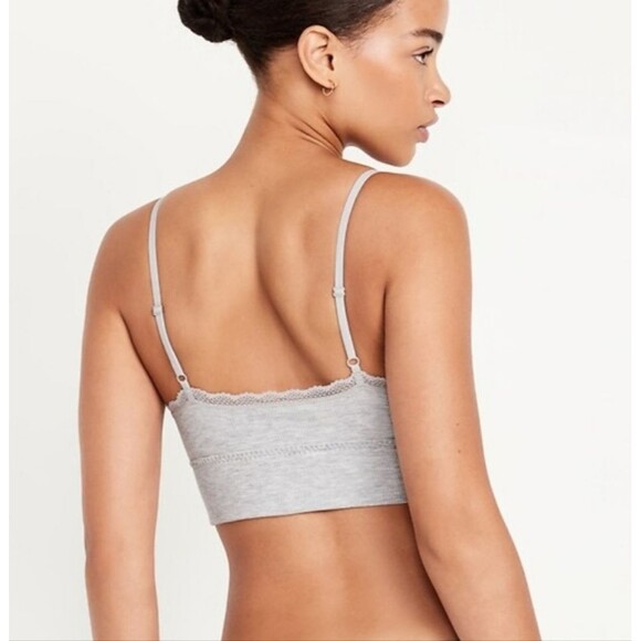 Womens Xl Bra Gray Lace Trim Bralette deep v-neck adjustable straps lace trim - Picture 3 of 16
